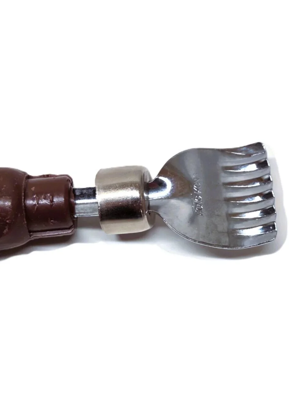 Vintage Butter Curler Scallop Edge Made in Hong Kong Plastic Handle Brown 6.25